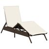 vidaXL Ligbed met kussen poly rattan bruin