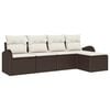 vidaXL Bankstel 5 st Bruin en wit poly rattan