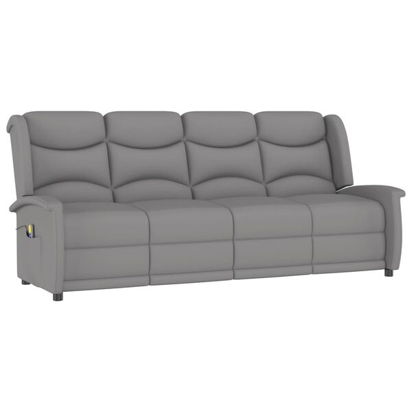 vidaXL Massagestoel 4-zits verstelbaar microvezelstof lichtgrijs