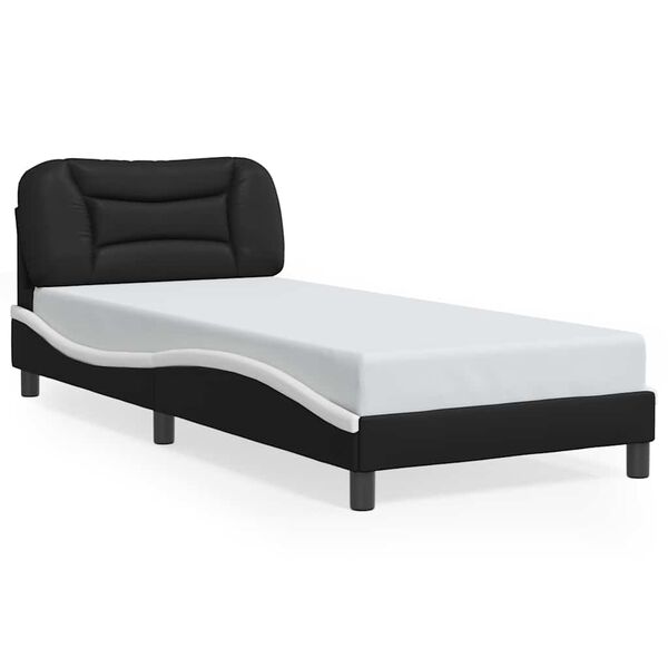 vidaXL Bedframe zonder matras "Hvar" kunstleer zwart en wit 80x200 cm