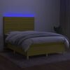 vidaXL Boxspring met matras en LED stof groen 140x200 cm