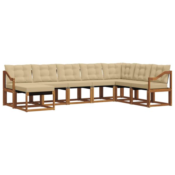 vidaXL Buiten bankenset met kussen 8 pcs Natuurlijk en Beige