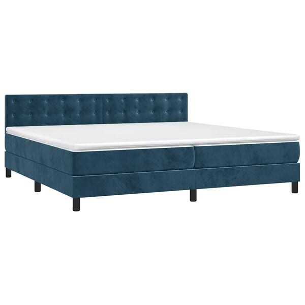 vidaXL Boxspring met matras en LED fluweel donkerblauw 200x200 cm