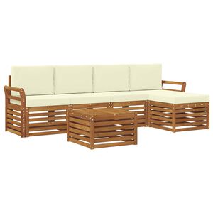 vidaXL Sofa-Sets 6 pcs Natuurlijk en Cr&egrave;me Massief Acaciahout