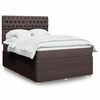 vidaXL Boxspring met matras stof donkerbruin 140x190 cm