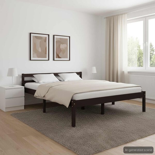 vidaXL Bedframe massief grenenhout donkerbruin 120x200 cm