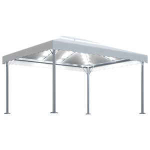 vidaXL Prieel met LED-lichtslinger 400x300 cm aluminium cr&egrave;mekleurig