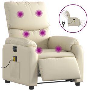 vidaXL Massagestoel verstelbaar elektrisch kunstleer cr&egrave;mekleurig