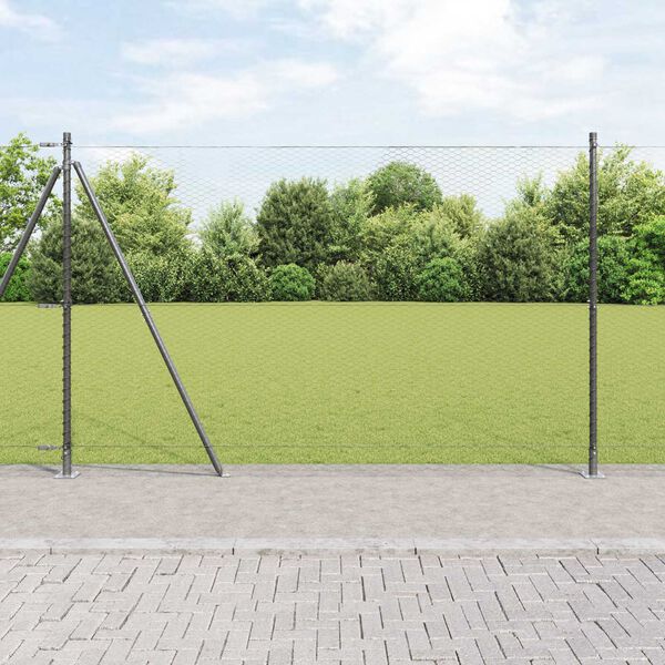 vidaXL Afrasteringspaal Grijs 10 x 1,5 m (25 mm gaas) Staal en PVC