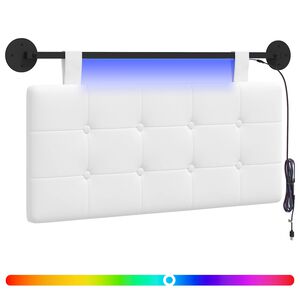 vidaXL Hangend hoofdbord Met LED-verlichting Wit Stof