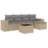 vidaXL 6-delige Loungeset met kussens poly rattan beige