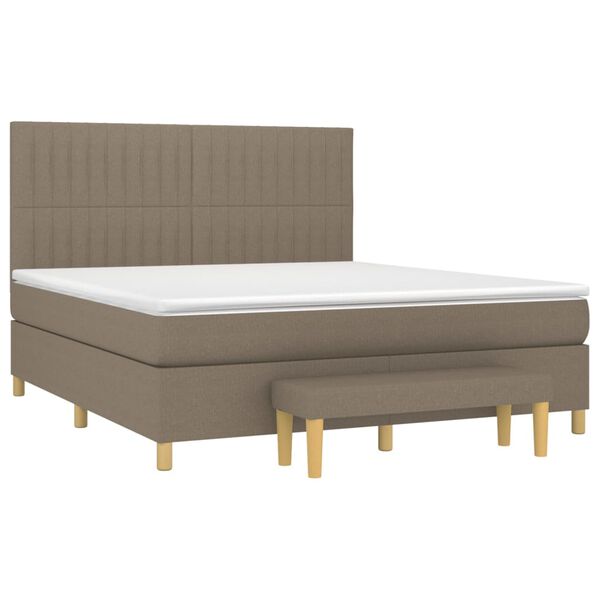 vidaXL Boxspring met matras stof taupe 160x200 cm