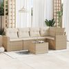 vidaXL 6-delige Loungeset met kussens poly rattan beige