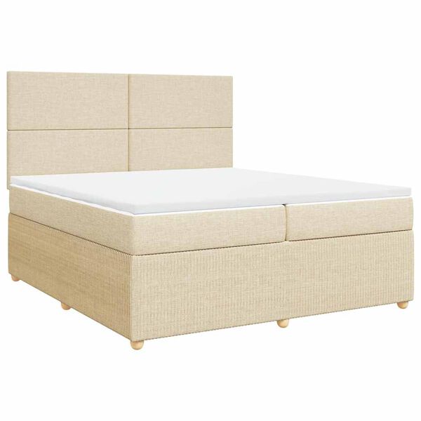 vidaXL Boxspring met matras stof cr&egrave;mekleurig 200x200 cm