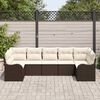 vidaXL Tuin Sofa Set met kussen 7 pcs Bruin en wit Poly riet