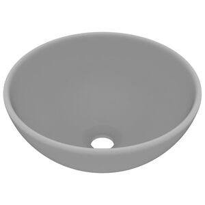 vidaXL Wastafel rond 32,5x14 cm keramiek mat lichtgrijs