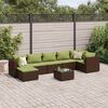 vidaXL 8-delige Loungeset met kussens poly rattan bruin