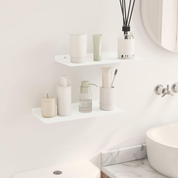 vidaXL Drijvende plank Wandgemonteerd 2 pcs Wit 40 x 18 x 2,5 cm Staal