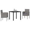 vidaXL Tuin eettafelset met kussen 3 pcs Grijs poly rattan