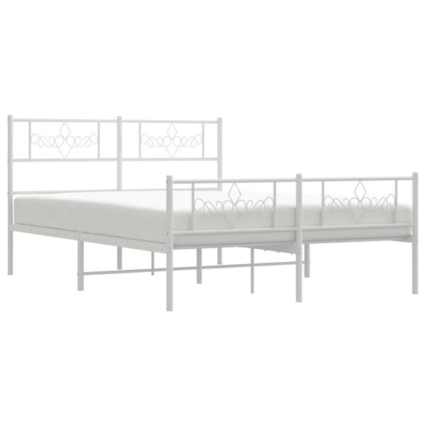 vidaXL Bedframe met hoofd- en voeteneinde metaal wit 120x200 cm