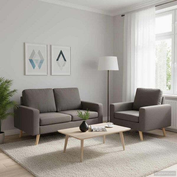 vidaXL 2-delig Bankstel stof taupe