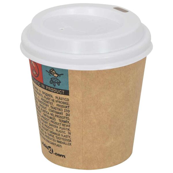 vidaXL Papieren koffiebekerdeksels &Oslash;60 mm 4oz 1000 st kunststof wit