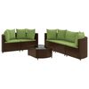 vidaXL 6-delige Loungeset met kussens poly rattan bruin