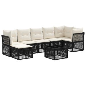 vidaXL Tuinbankenset 8 st Zwart poly rattan
