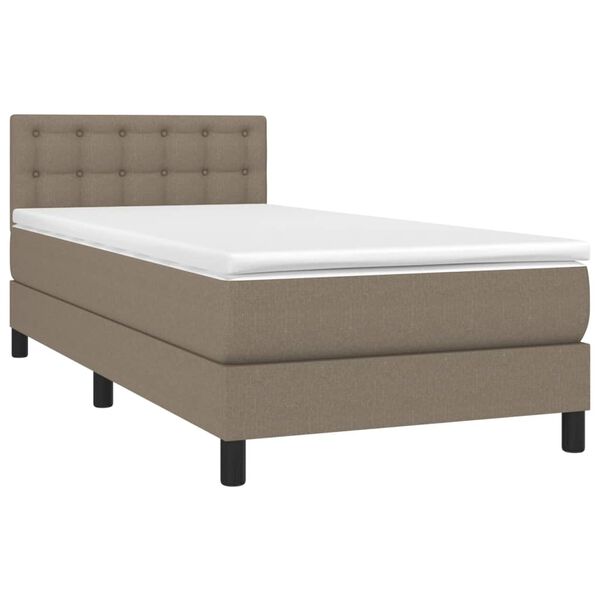 vidaXL Boxspring met matras en LED stof taupe 100x200 cm