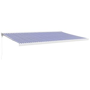 vidaXL Luifel uittrekbaar 5x3 m stof en aluminium blauw en wit
