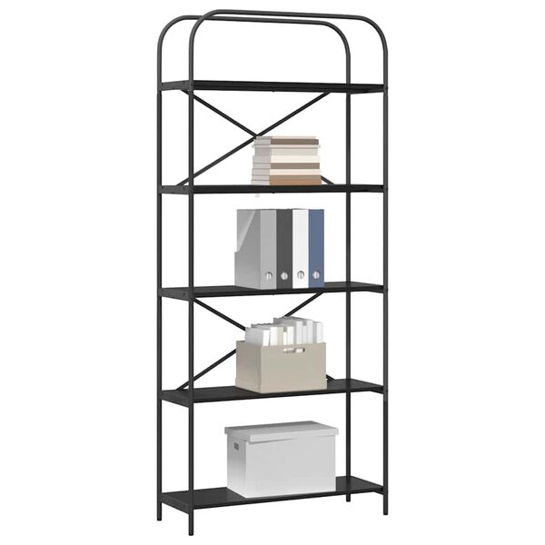 vidaXL Boekenkast Zwart Eiken 80 x 30 x 183 cm Bewerkt hout