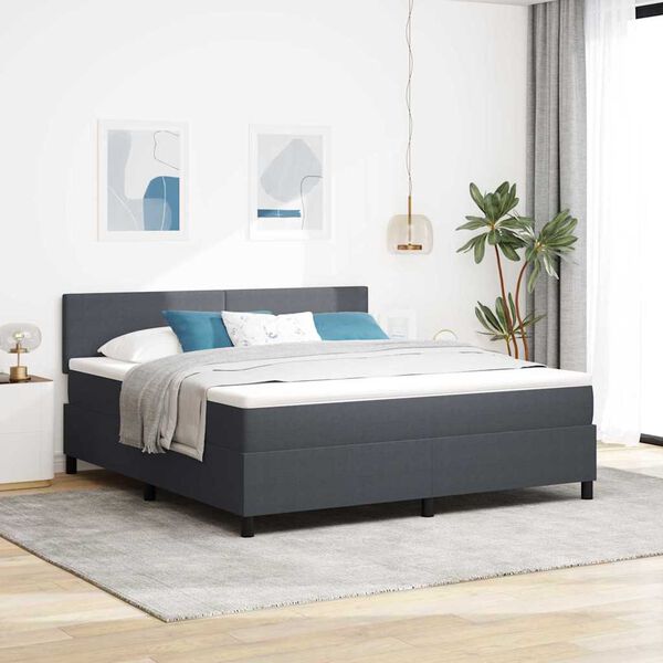 vidaXL Boxspring bed Donkergrijs en Wit 203 x 180 x 88 cm