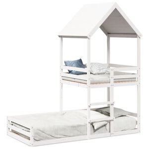 vidaXL Kinderbed met huisje massief grenenhout wit 90x200 cm