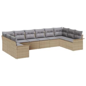 vidaXL Tuin Sofa Set met kussen 10 pcs Beige poly rattan