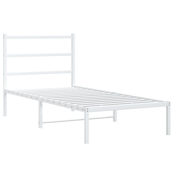 vidaXL Bedframe met hoofdbord metaal wit 90x200 cm