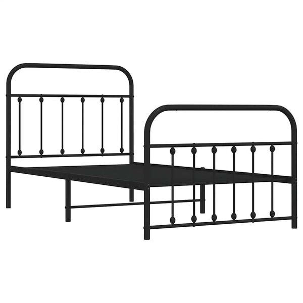 vidaXL Bedframe met hoofd- en voeteneinde metaal zwart 100x190 cm