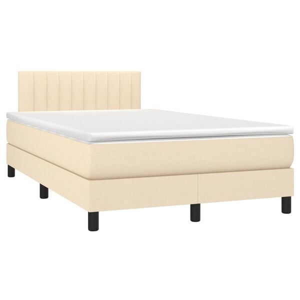 vidaXL Boxspring met matras en LED stof cr&egrave;mekleurig 120x200 cm