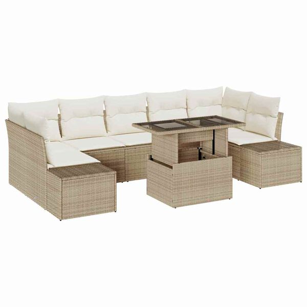 vidaXL Tuin Sofa Set met kussen 8 pcs Beige en Cr&egrave;me