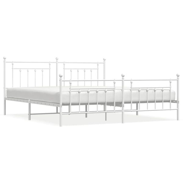 vidaXL Bedframe met hoofd- en voeteneinde metaal wit 193x203 cm