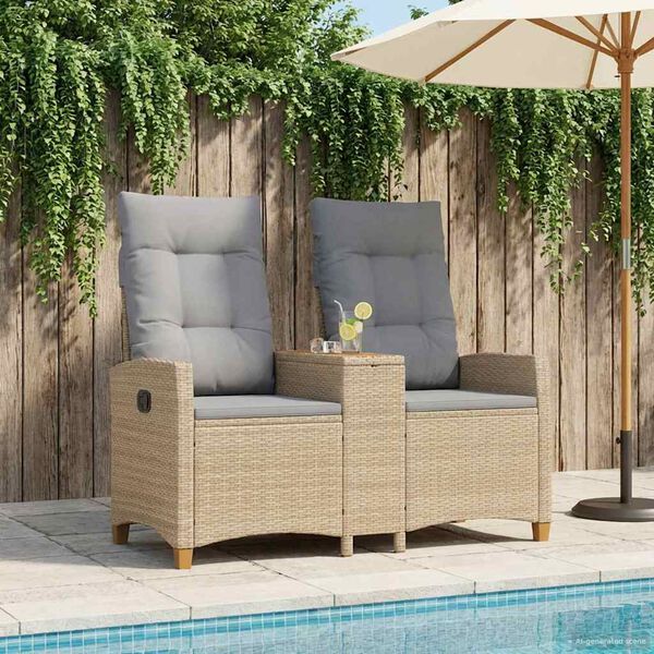 vidaXL Ligbank met tafel Beige en Licht Grijs 126 x 65 x 112 cm