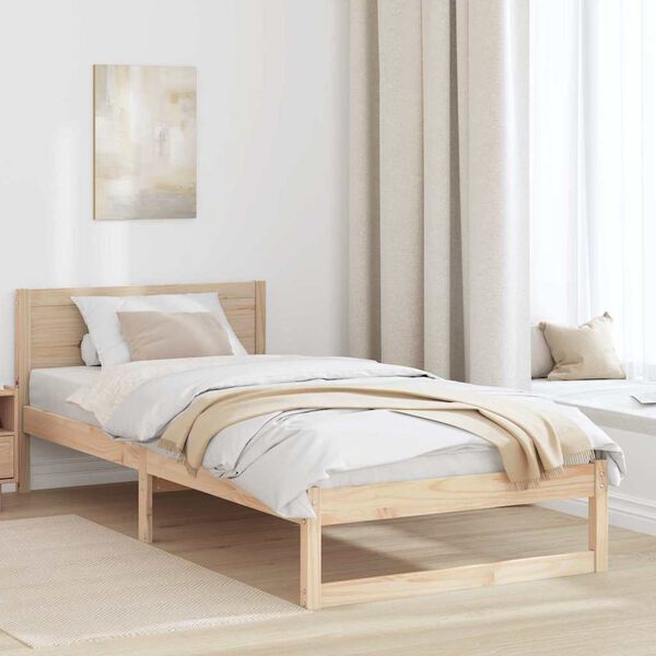 vidaXL Bedframe met hoofdeinde Naturel 100 x 200 cm Massief grenenhout
