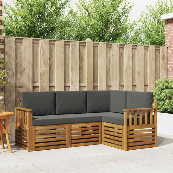 vidaXL Sofa-Sets 4 pcs Natuurlijk en Antraciet Massief Acaciahout