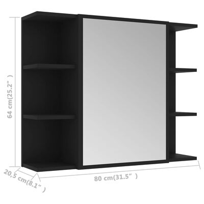 vidaXL Badkamerspiegelkast 80x20,5x64 cm bewerkt hout zwart