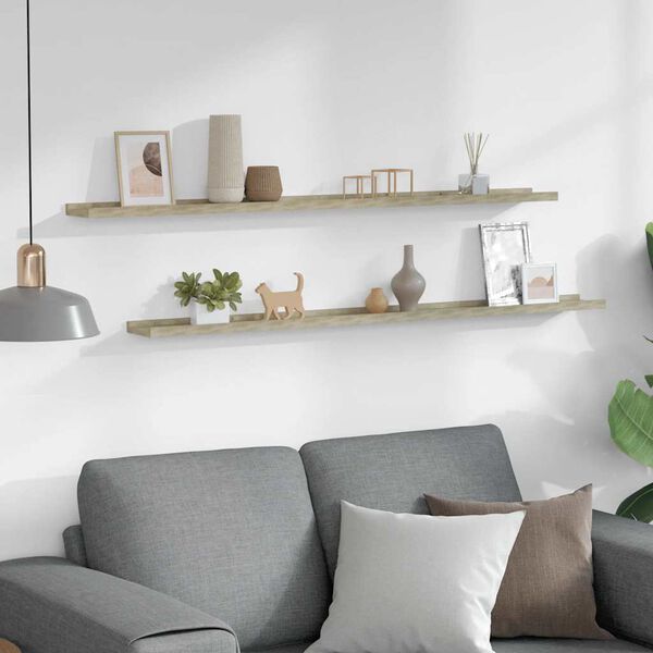 vidaXL Wandschappen 2 st 115x9x3 cm sonoma eikenkleurig