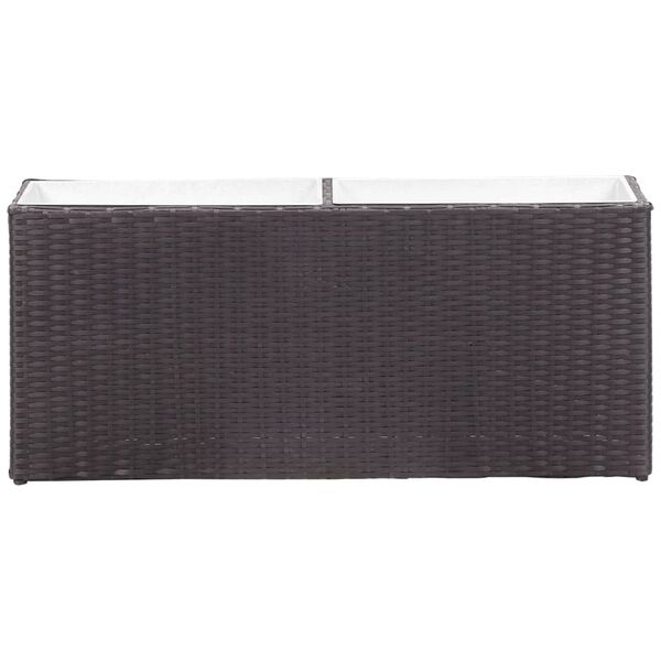 vidaXL Plantenbak verhoogd met 2 potten 90x20x40 cm poly rattan zwart