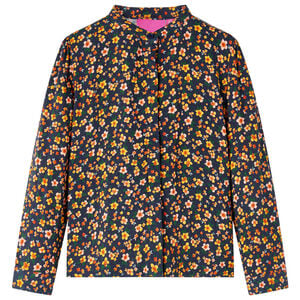 Kinderoverhemd met bandkraag 140 marineblauw