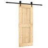 vidaXL Schuifdeur Naturel en Zwart 80 x 210 cm Massief Grenenhout