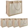vidaXL Jute handtassen met zak 5 pcs Natuurlijk en Wit 26 x 22 x 14 cm