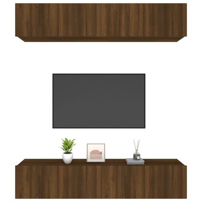 vidaXL Tv-meubelen 4 st 80x30x30 cm bewerkt hout bruin eikenkleur