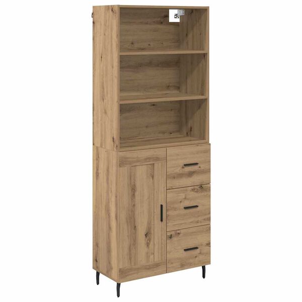 vidaXL Hoge kast met lade Artisan Eiken 69,5 x 34 x 180 cm